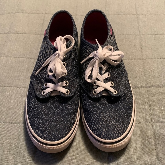 Vans Authentic Navy Blue Snake Skin Women’s Sneakers - Picture 1 of 12